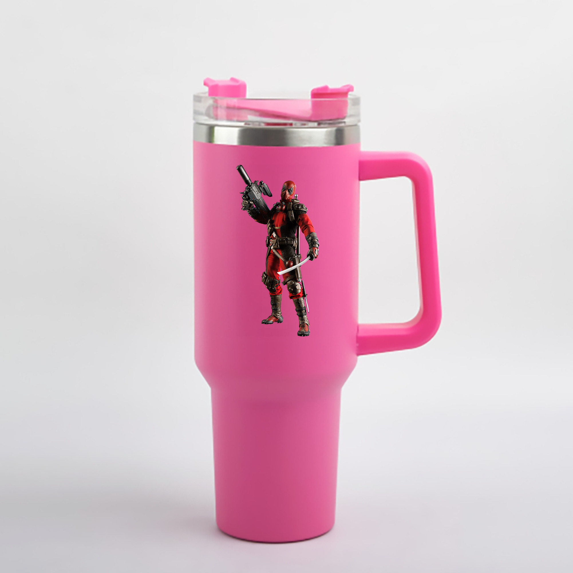 （画像用） Deadpool デッドプール 1200mL車用タンブラー - クリスタルステッカー（プラスチックストロー付き）